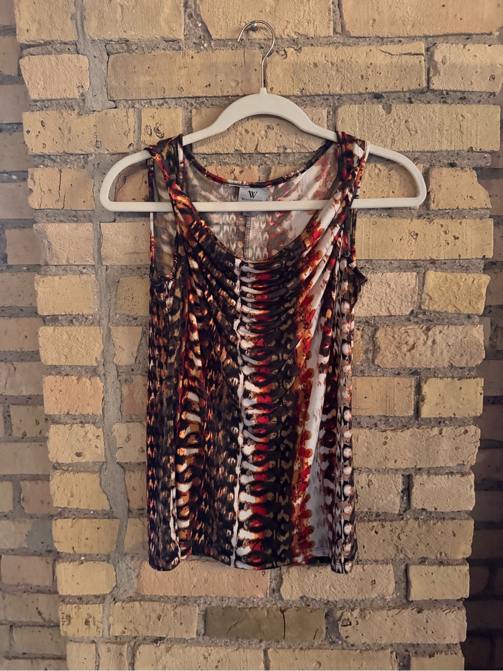Worthington Multicolor Animal-Print Sleeveless Tank